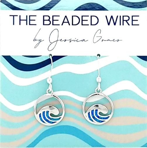 #A06- Opal Wave Earrings- Blue