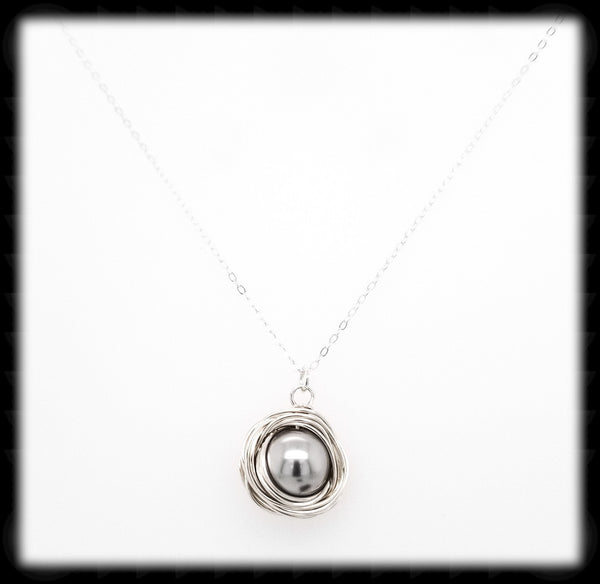 #AWP13N- Wrapped Pearl Necklace-Light Grey