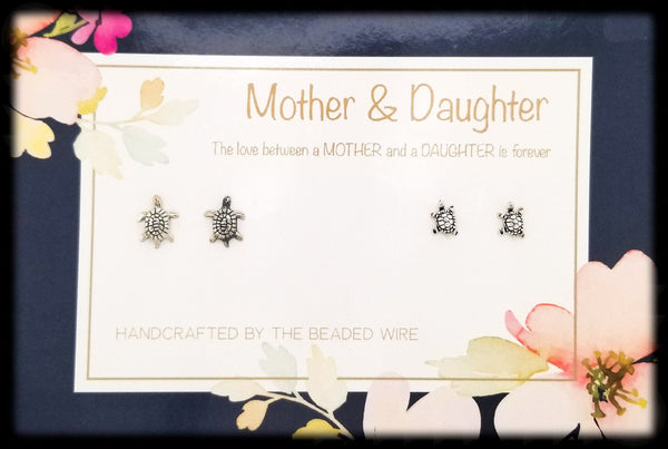 #MOMSG91-Mother & Daughter Earring Set- Turtle Studs