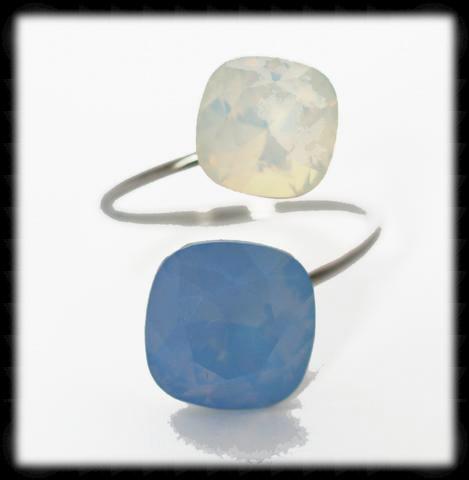 #R9912- Sparkling 2 Tone Ring- Air Blue White Opal