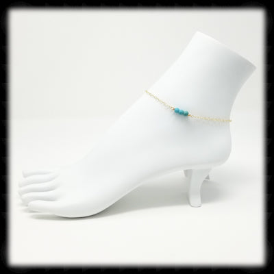 #GSA1- Turquoise Gemstone Anklet- Gold