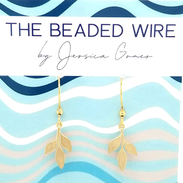 #MM15- Leaf Drop Earrings- Gold