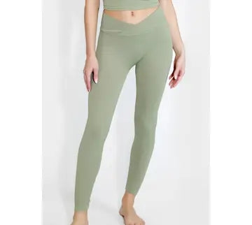 Nikibiki Ribbed Crossover Waistband Leggings (Color Options)