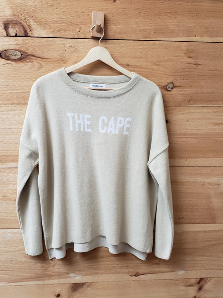 The Cape High Lo Sweater- Camel/ White