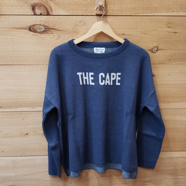 The Cape High Lo Sweater- Denim/ Natural