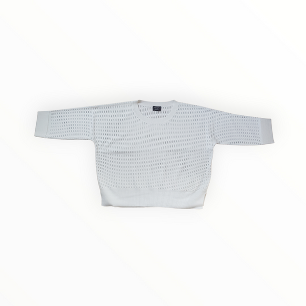 Pinhole 3/4 Sleeve Sweater Top - White