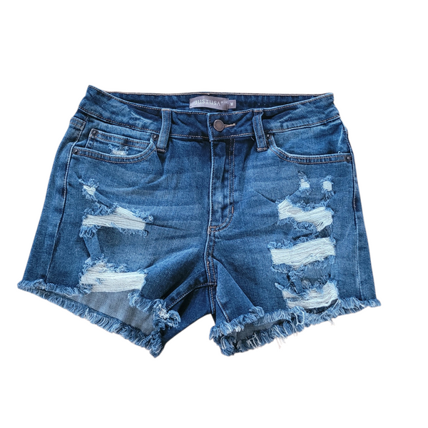 Just USA- Low Rise Beach Short- Medium Denim