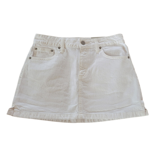 Just USA- Micro Skirt with Slit- White Denim