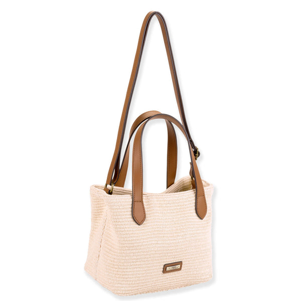 #CE6822- Poly Straw Crossbody Bag- Natural