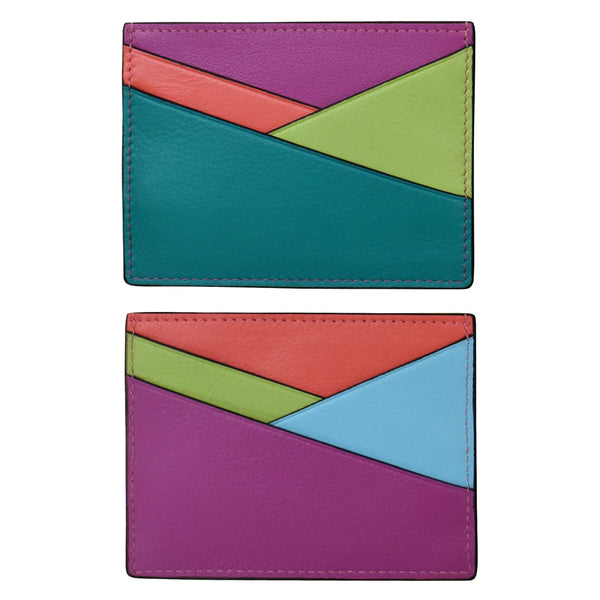 ili NY- Asymmetrical Leather Card Case- *Multiple Colors Available*