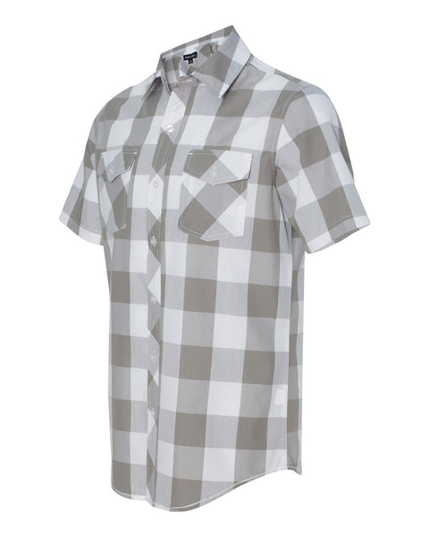 Plaid Short Sleeve Button Down- Grey/White