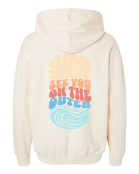 Retro Outer Beach Hoodie- Ivory