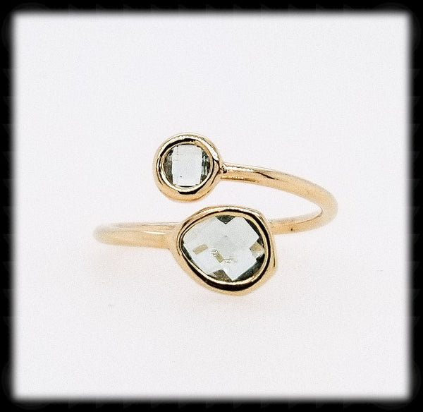 #RFT14G- Framed Glass Adjustable Ring- Charcoal Gold