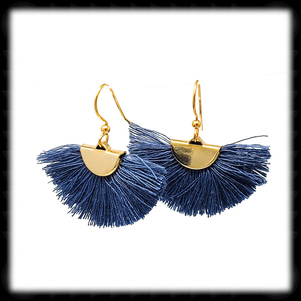 #FA19G- Fan Tassel Drops- Blue Gold