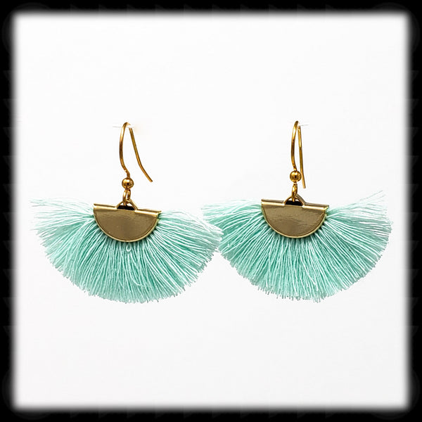 #FA11G- Fan Tassel Drops- Mint Gold