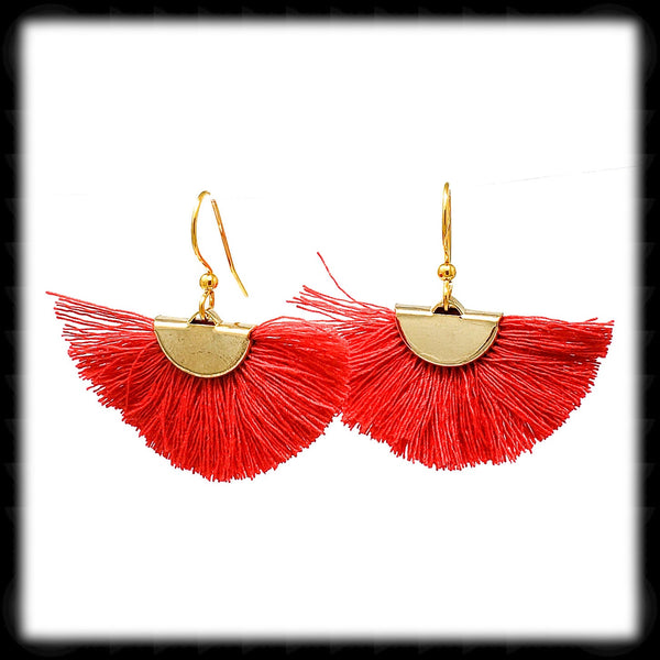 #FA17G- Fan Tassel Drops- Red Gold