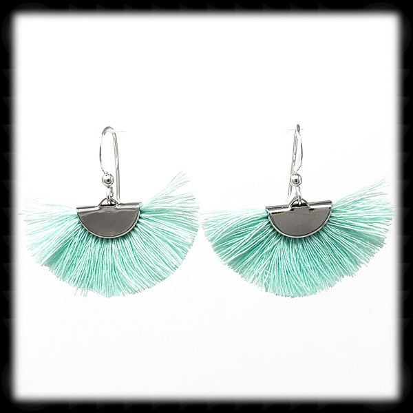 #FA11- Fan Tassel Drops- Mint SIlver