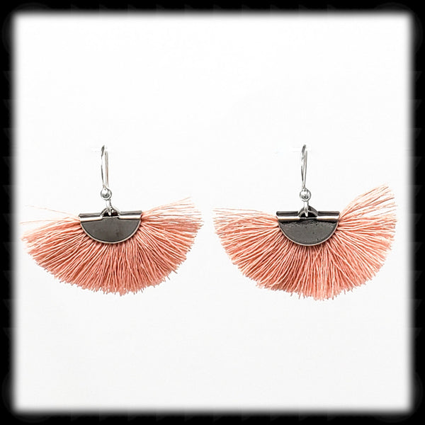 #FA18- Fan Tassel Drops- Peach SIlver