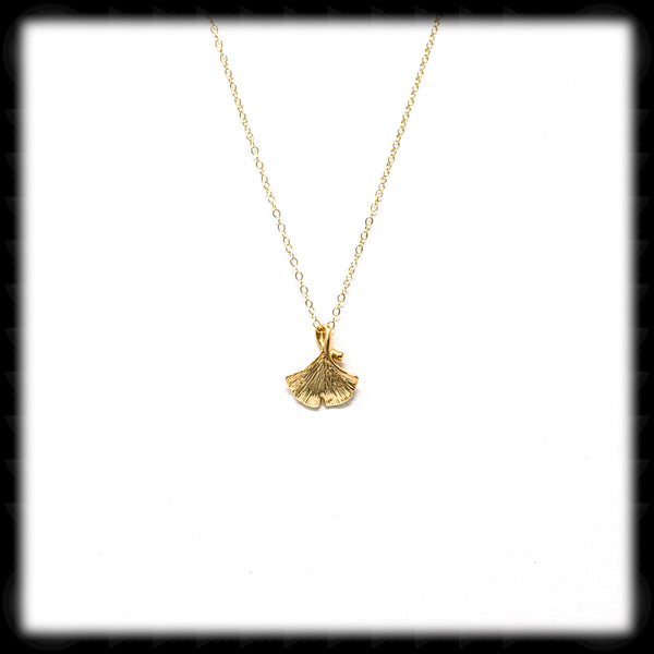 #M021GN- Gingko Leaf Necklace- Gold