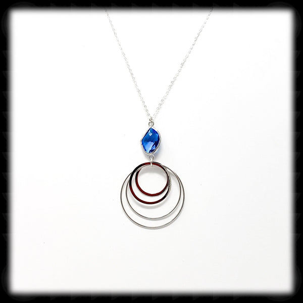 #MC42N- Framed Nugget Ring Necklace- Capri Silver