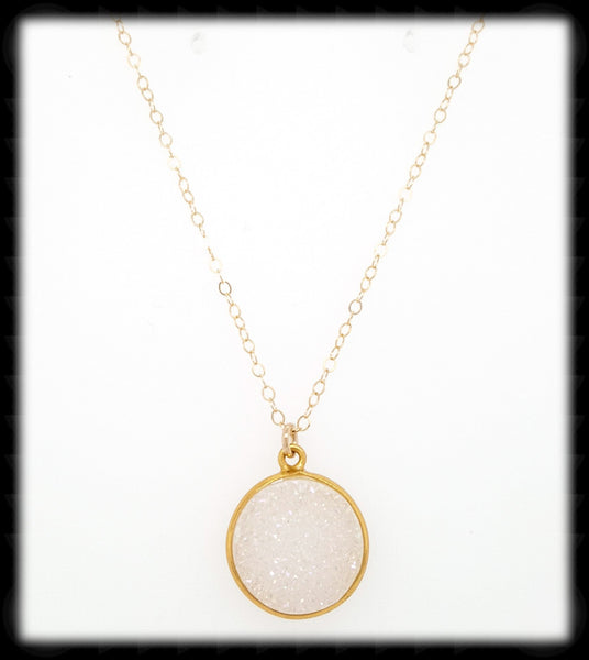 #DZ2N- Sparkling Ivory Druzy Necklace- Gold