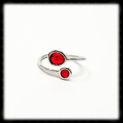 #RFT22- Framed Glass Adjustable Ring- Siam Silver