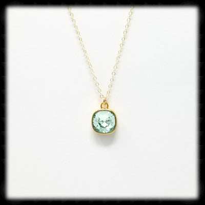 #CD40NGP- Petite Cushion Cut Necklace- Chrysolite Gold