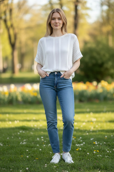 Drop Shoulder Sweater- Pearl