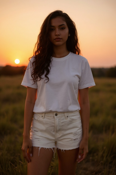 Just USA- Distressed Stretch Short- Ivory Denim