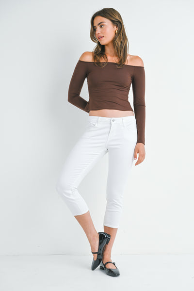 Just Black Denim- Capri W/Slit- White *SF111P-21