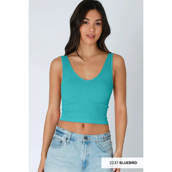 Nikibiki Reversible Ribbed Crop Top (Color Options)
