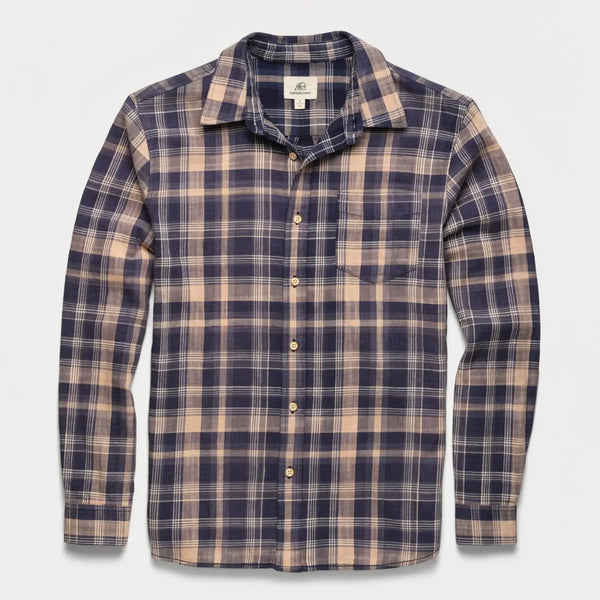 Surfside Washed Twill Plaid Shirt - Blue Tan Combo