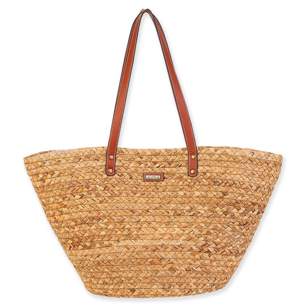 Straw Shoulder Tote- Tan