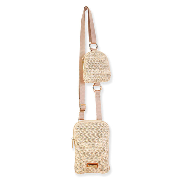 Straw Crossbody Phone Bag- Ivory