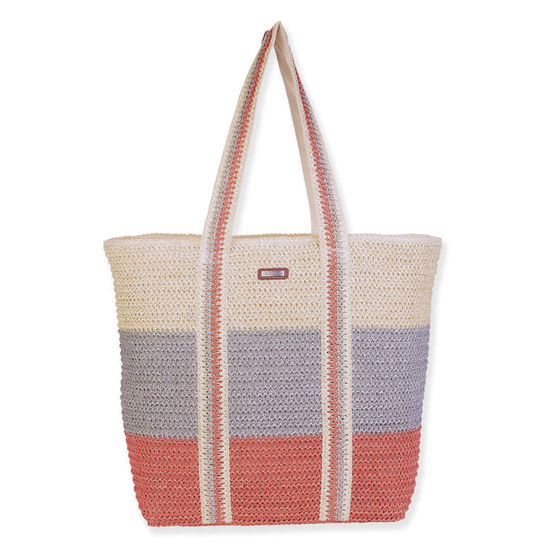 #CE6691- Paper Crochet Shoulder Tote- Natural