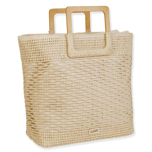 Paper Crochet Shoulder Tote- Natural