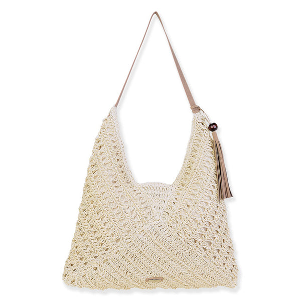 Paper Crochet Shoulder Tote- Natural