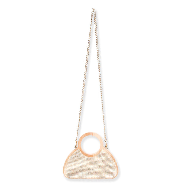 #CE6760- Poly Straw Crossbody Bag- Beige