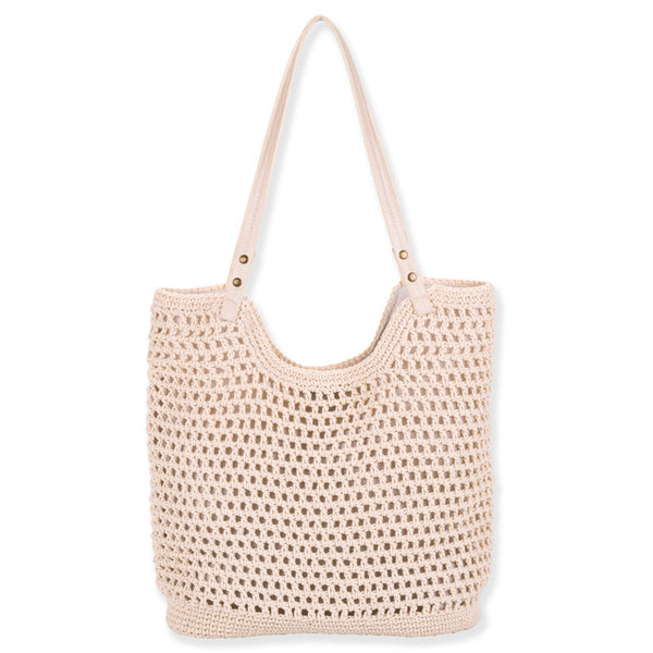 Cotton Scoop Tote- Beige
