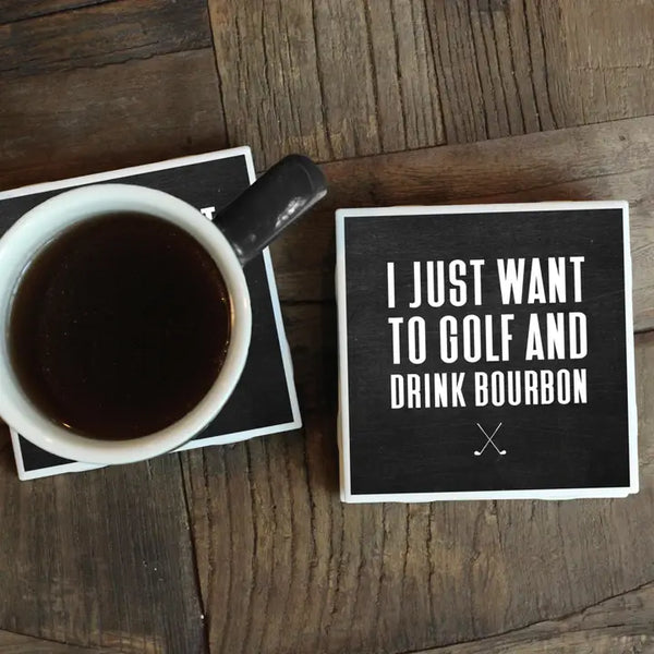 Coaster- Golf and Drink Bourbon