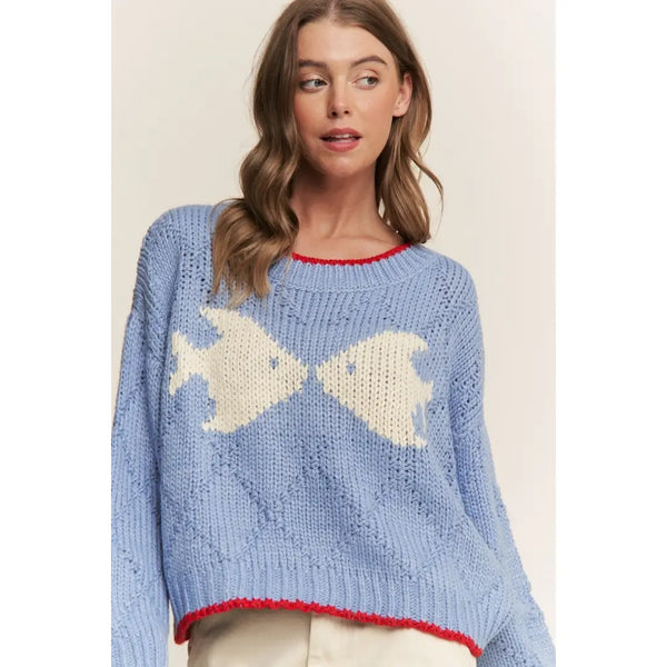 Kissing Fish Jacquard Sweater- *Multiple Options Available