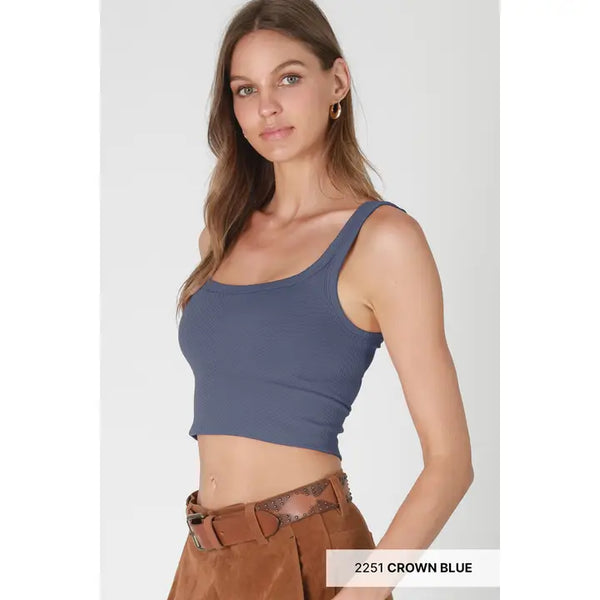 Nikibiki Chevron Ribbed Crop- Multiple Colors Available