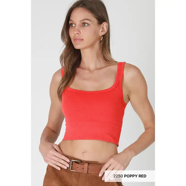 Nikibiki Chevron Ribbed Crop- Multiple Colors Available