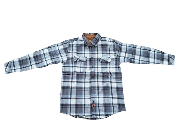 Men's Flannel Button Down with Corduroy- White, Grey and Black