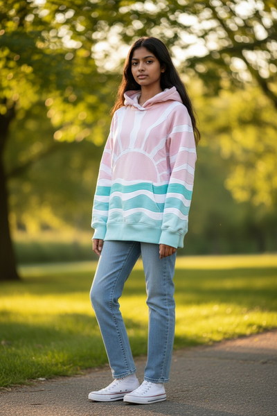 Patchwork Hoodie- Pink Sun   (Adult + Youth)