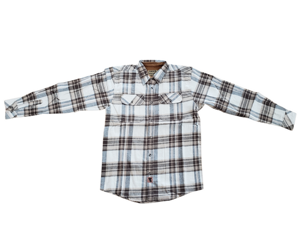 Men's Flannel Button Down with Corduroy- Coffee & Cream