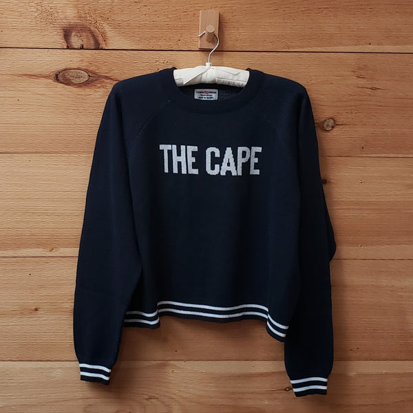 The Cape Raglan Sweater- Navy/White