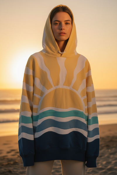 Patchwork Hoodie- Yellow Sun   (Adult + Youth)