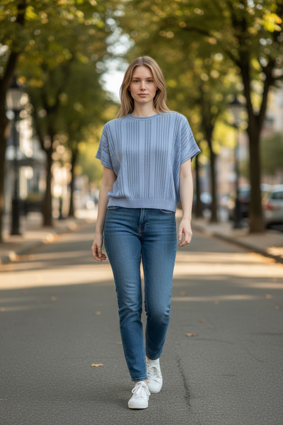 Drop Shoulder Sweater- Mist