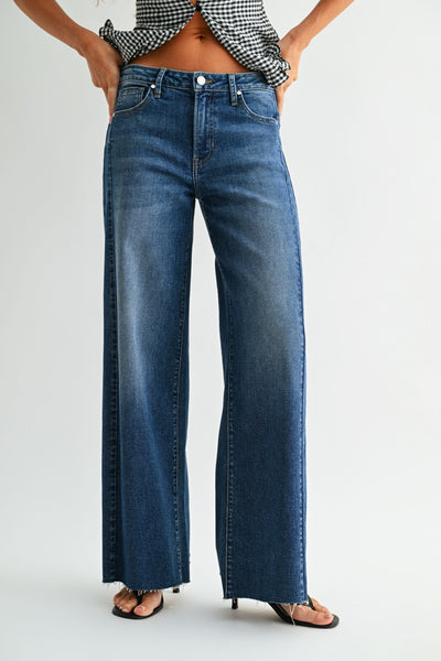 Just Black Denim- Baggy Wide Leg Jean- Dark Denim